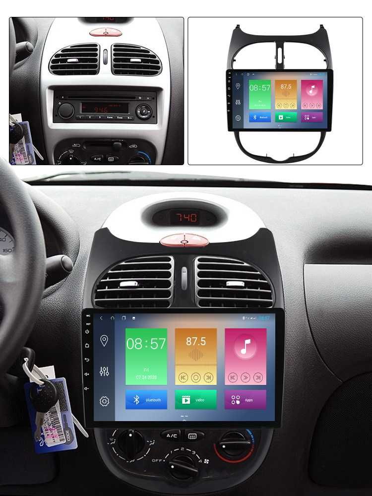 Navigatie Peugeot 206, 9 Inch, 2GB RAM 32GB ROM, Android 13