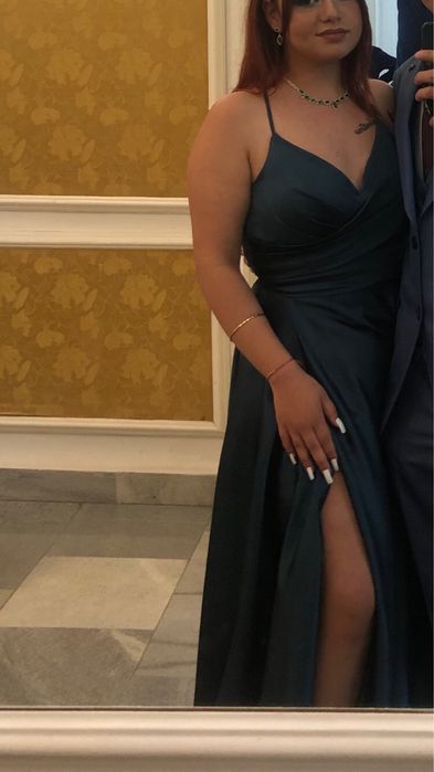 Официална бална рокля зеленосин цвят