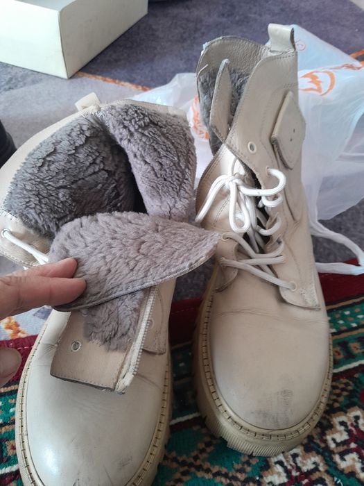 Сапоги бренд беж кожаные