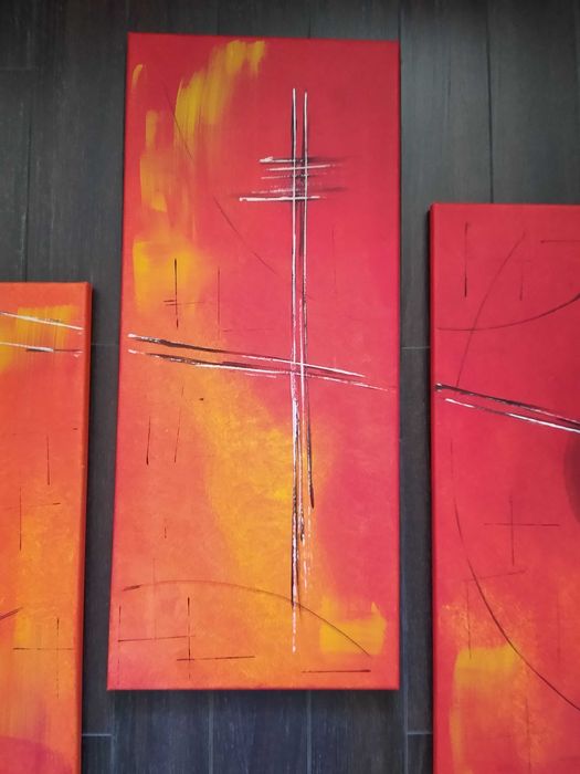 Модернистична картина/триптих/акрил в/у платно/немска художничка/2005