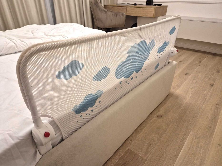 Vand bariera de protectie pat copii, Guimo, 120x48 cm, husa lavabila