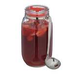 Borcan de sticla cu capac ermetic si polonic pentru punch de fructe 2L