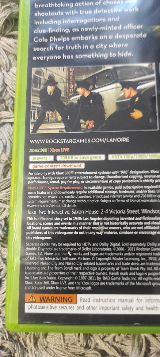 Transport 14 lei Joc/jocuri L.A Noire/LA NOIRE Xbox360 gen GTA retro