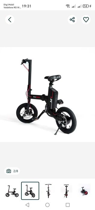 iVELO Bicicleta elec pliabila baterie LG LI-ion 7.8Ah 50km,bluetooth
