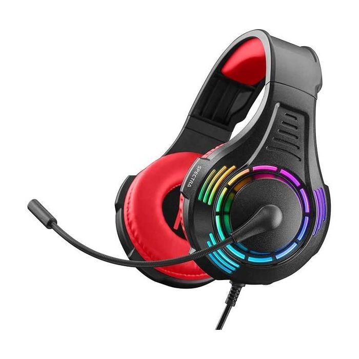 Căști de Gaming NITHO Spectra PC/Console/Tablete,Microfon,RGB-Roșii