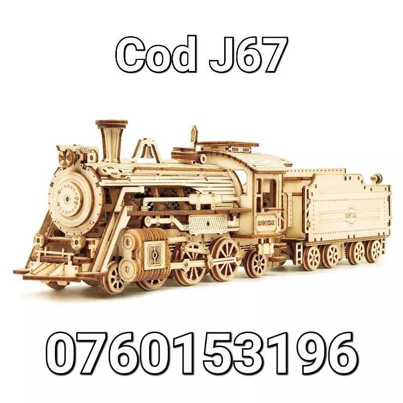 Puzzle 3D Tren-Locomotiva Clasica Cu Abur-Lemn-308 Pcs-J67