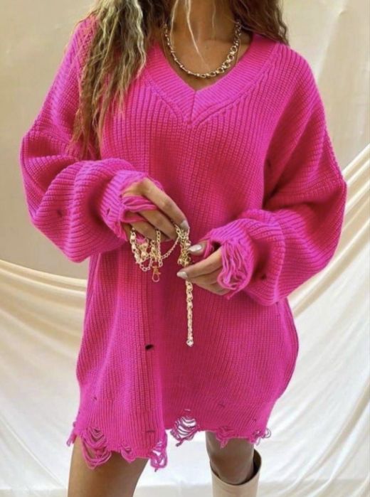 Свитер туника розовый стандарт