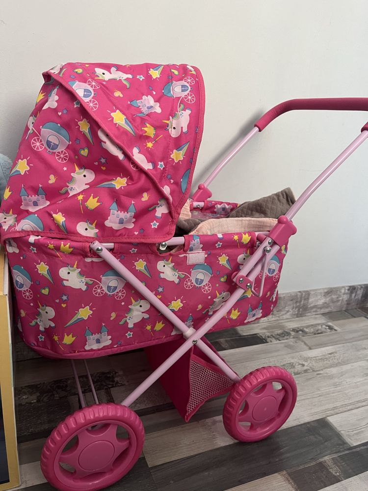Сгъваема количка за кукли сис сенник и пазарска чанта!