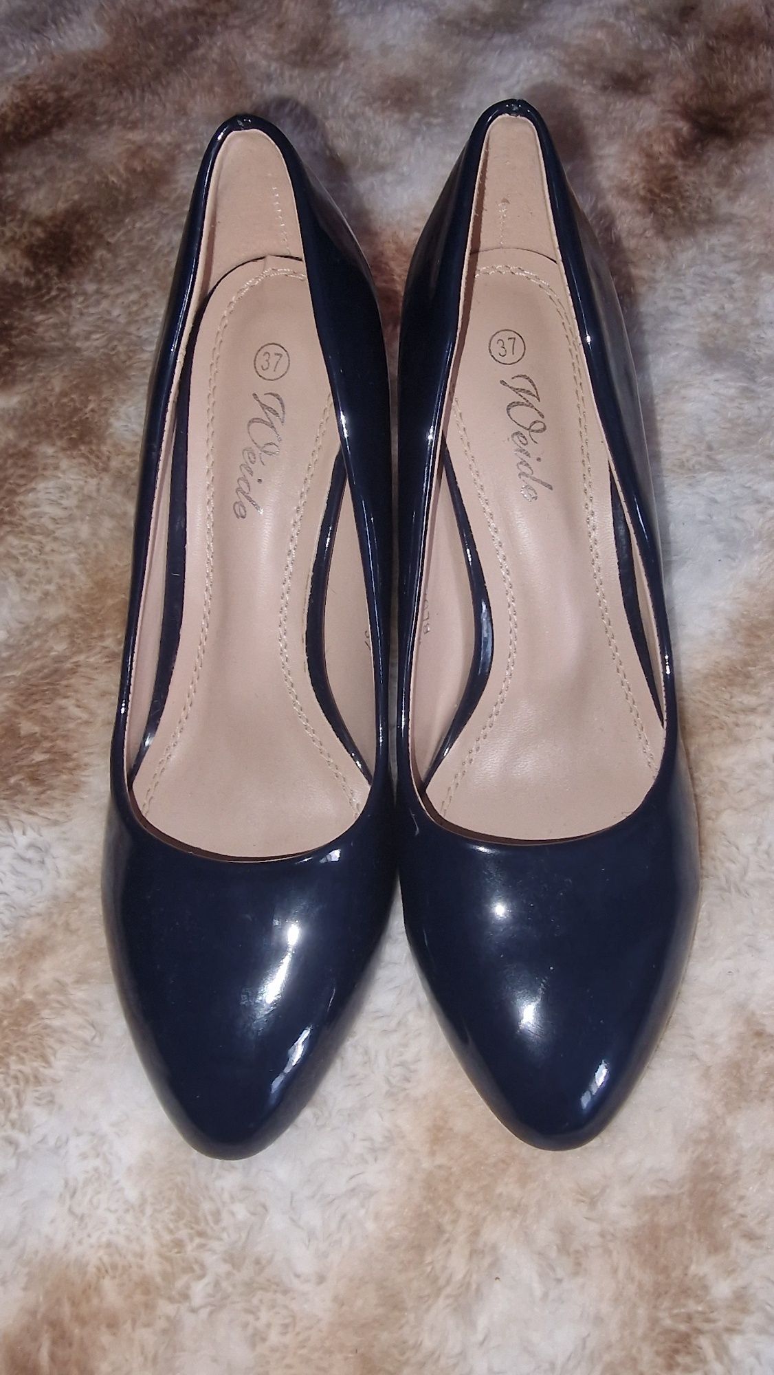 Pantofi cu toc bleumarin