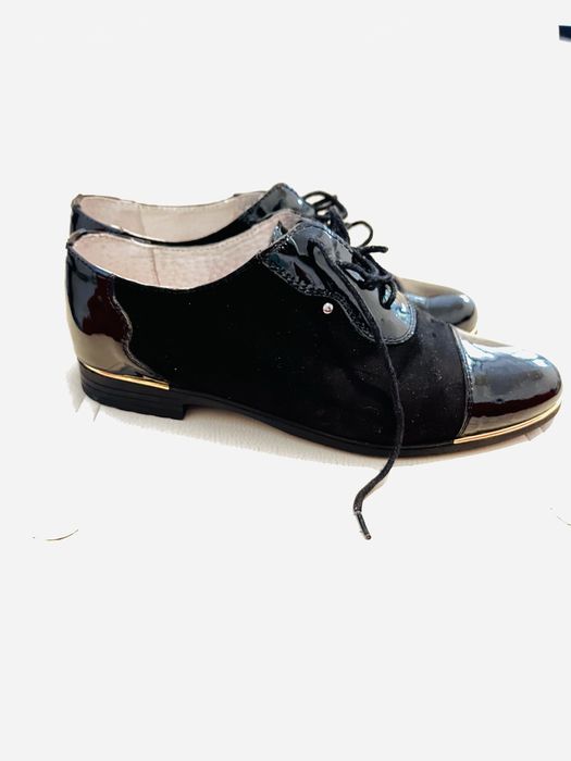 Pantofi casual dama piele negru/burgundy M 36