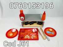 Set gratar din lemn cu accesorii pt copii-Set pt gatit-Bucatarie-J61