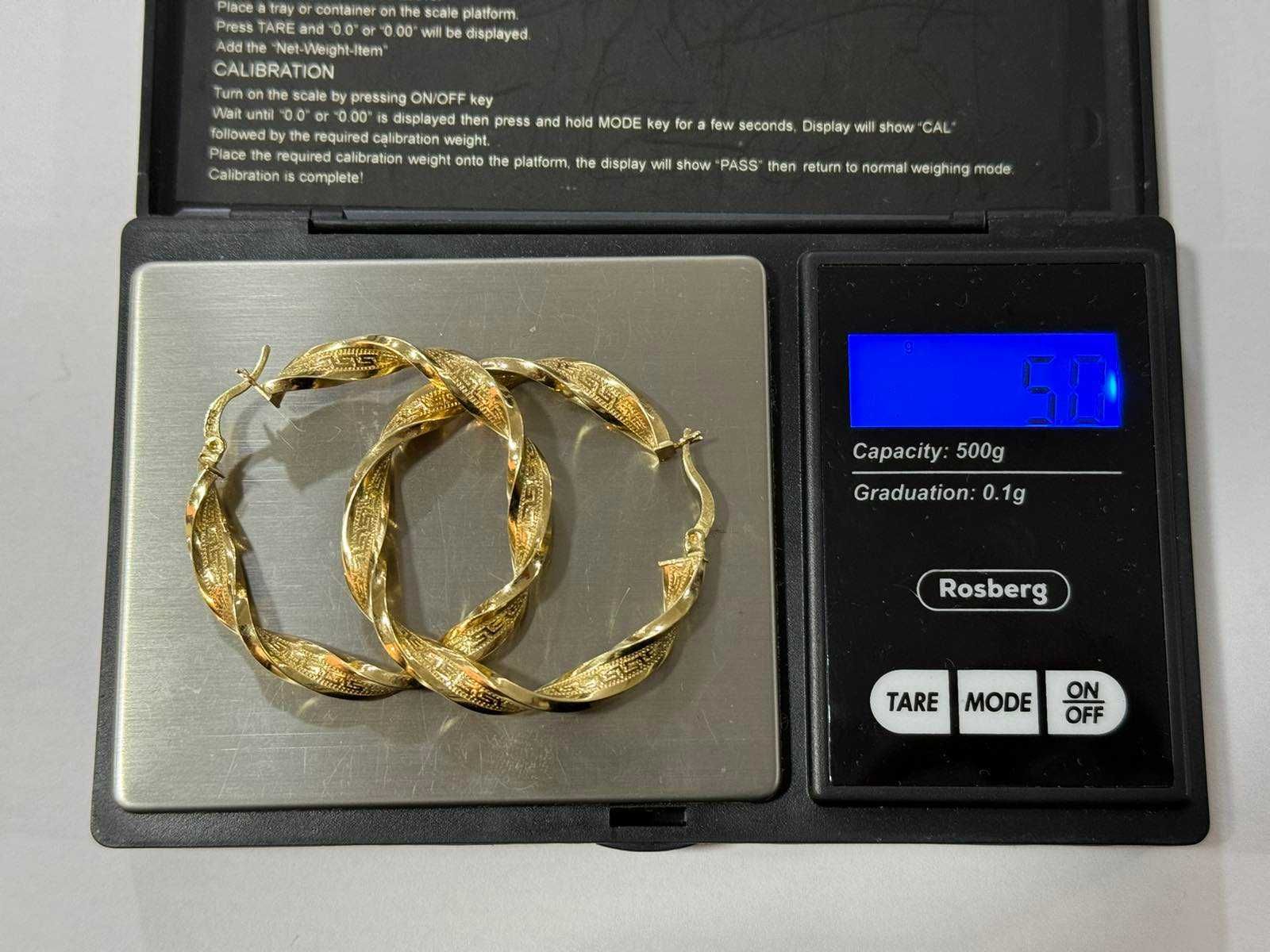Златни обеци тип Versace 14 карата, 5.0 грама.