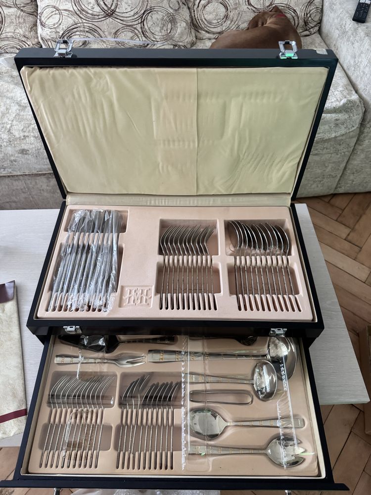 Set 72 Tacamuri Lux Inox Placate cu Aur