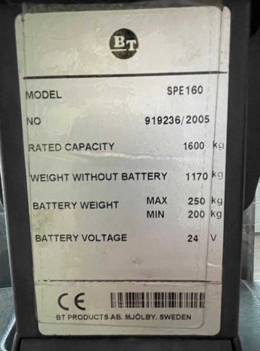 Vand Transpaleta Electrica BT model SPE160