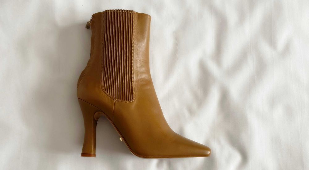 Botine Zara, piele naturala,  varf patrat, 38, noi