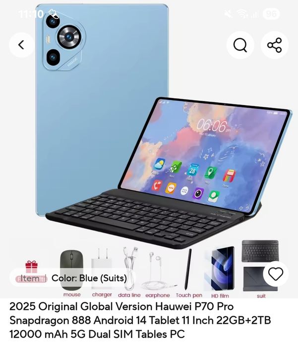 Tableta P70 Pro 22GB+2TB 20000mAh 5G