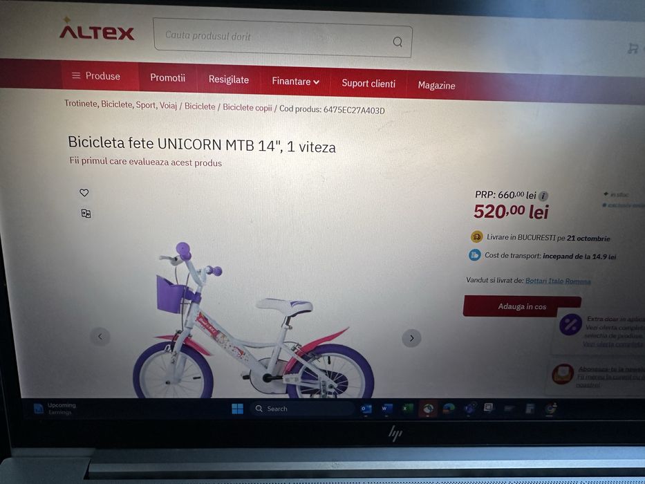 Bicicleta fete 4-6 ani pret fix