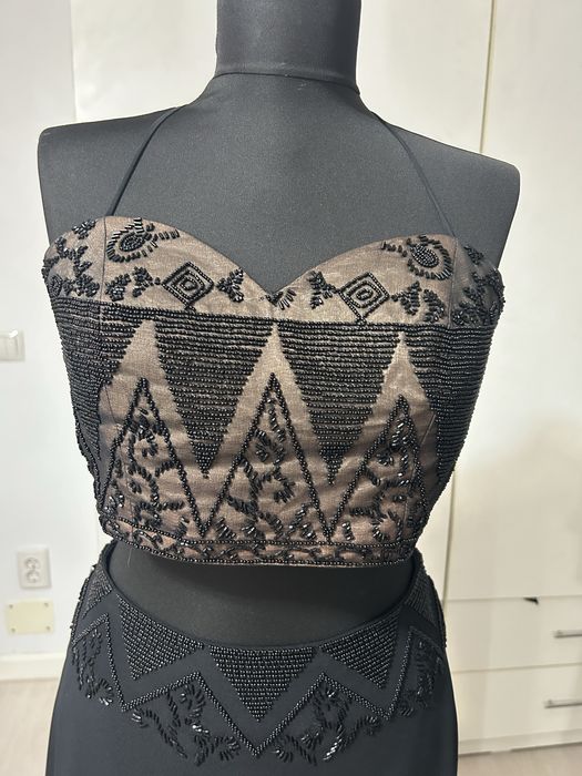 Set Top si fusta elegant, lucrat manual unic