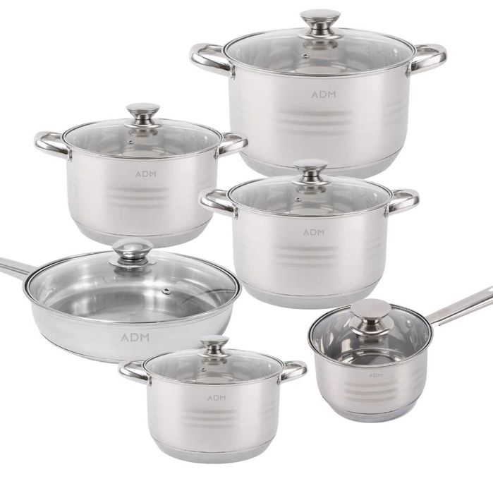 Set vase de gatit din INOX rezistent la coroziune, 12 elemente