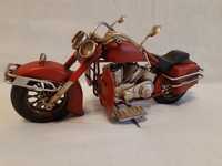 Motocicleta din metal, decorativă, roti din cauciuc