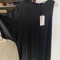 Намалена! Черна асиметрична сатенена рокля Zara S размер