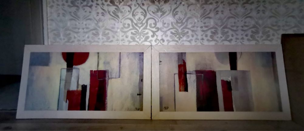 Картина от две части абстрактно изкуство RED 1  Verbeek-Van Den Broek