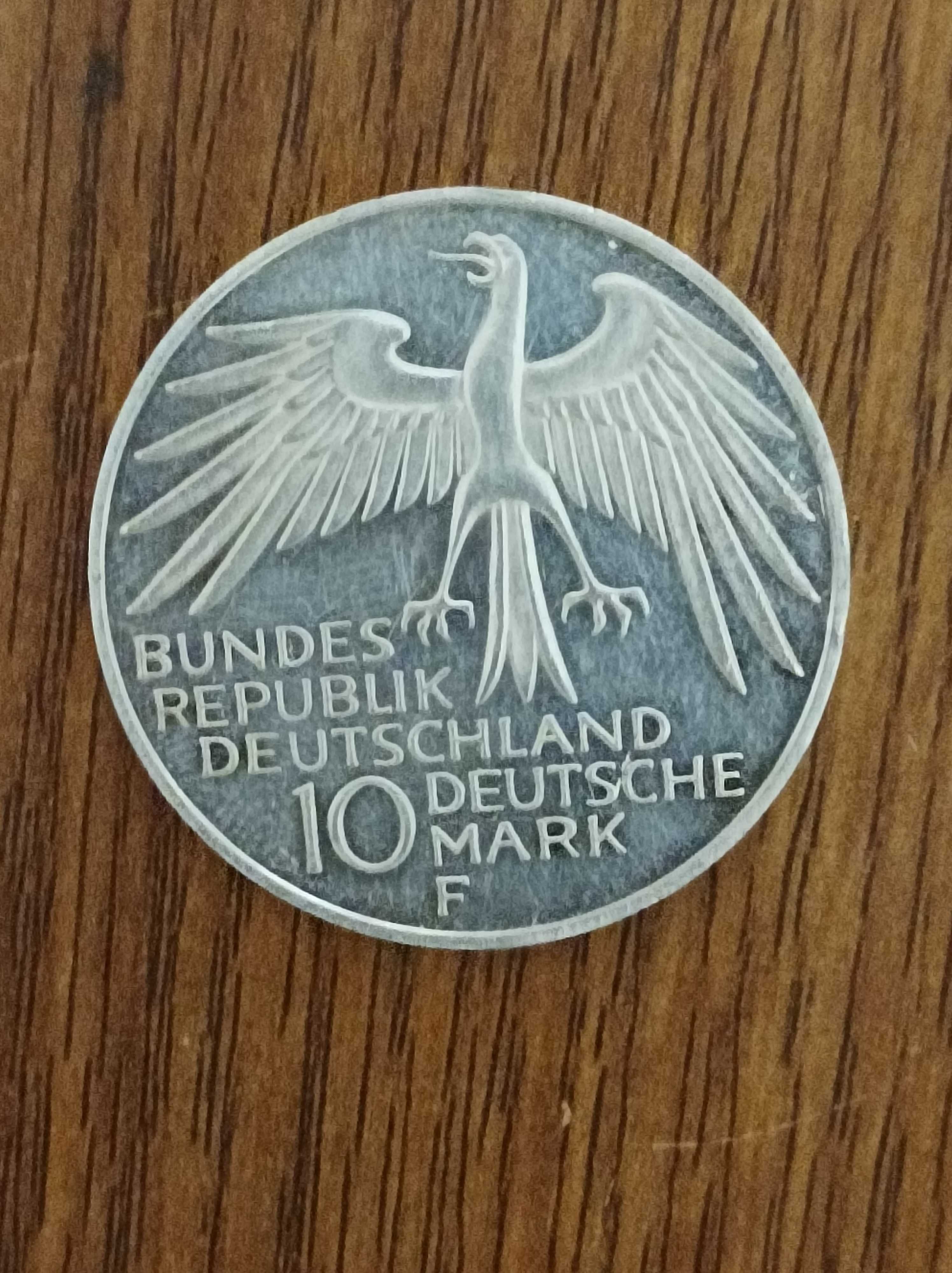 Moneda jubiliara a Olimpiadei de la Munchen 1972 argint 10 marci