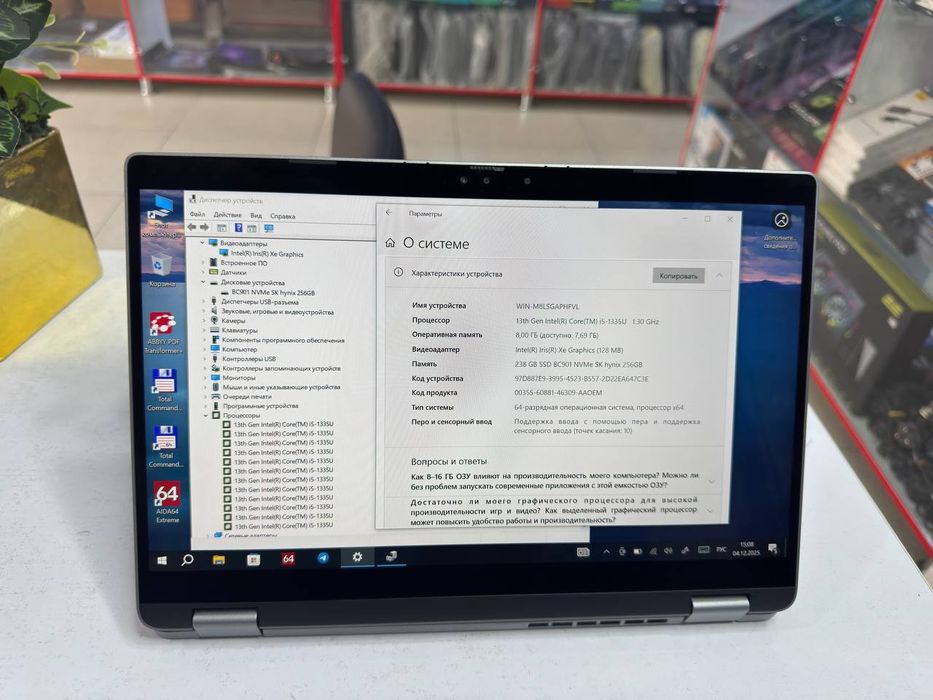 Dell Amerikanski X360 core i5-1335U ddr5 8/256 SSD holati ideal