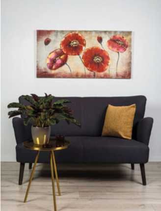 Tablou cu maci pictat manual, 60x120 cm, 160 lei