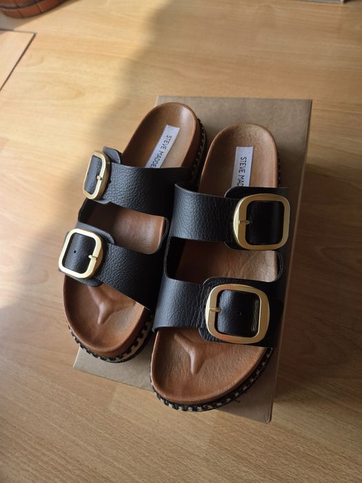 Papuci piele naturala cu catarama Steve Madden, nr 40