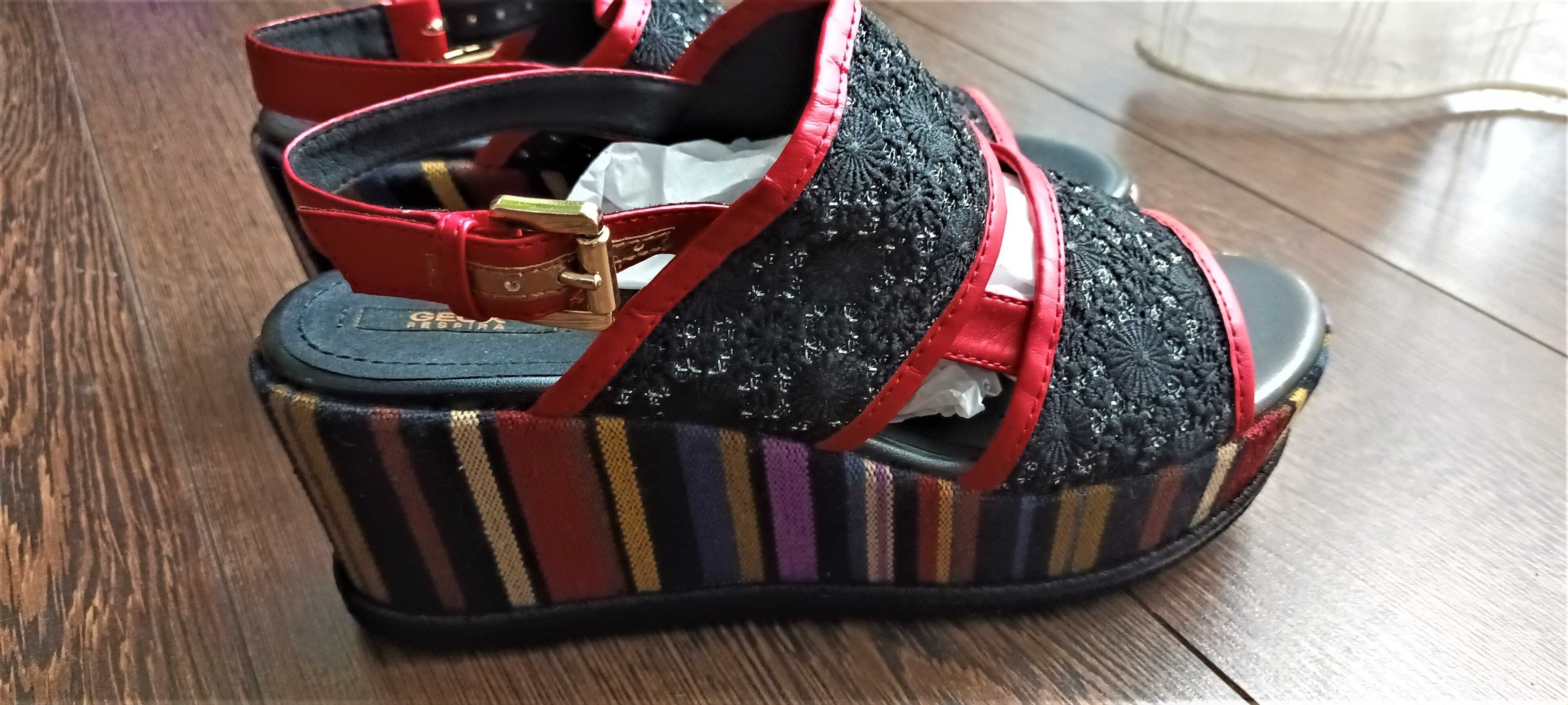 GEOX sandale colorate, cu platforma inalta, marimea 38