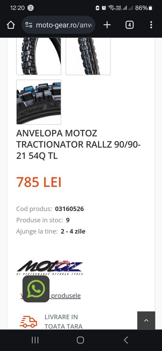 1 buc. Anvelopa Motoz TractionATOR RALLZ 90/90-21 54Q TL
ANVELOPA MOTO
