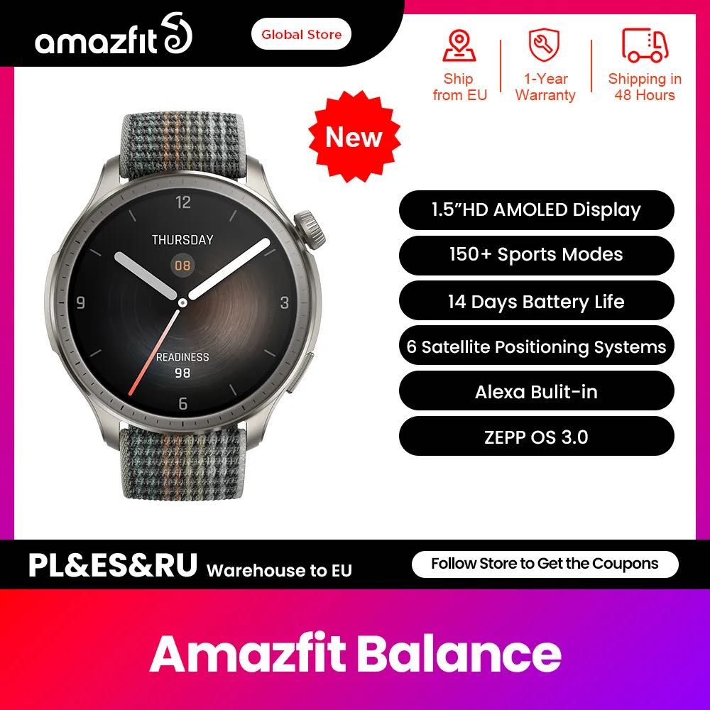 !АКЦИЯ XIAOMI Смарт,Умный-часы AMAZFIT Balance 46мм, 1,5 Дюйма, AMOLED