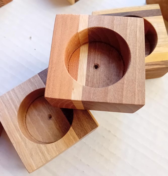 Дървени свещници - ръчна изработка