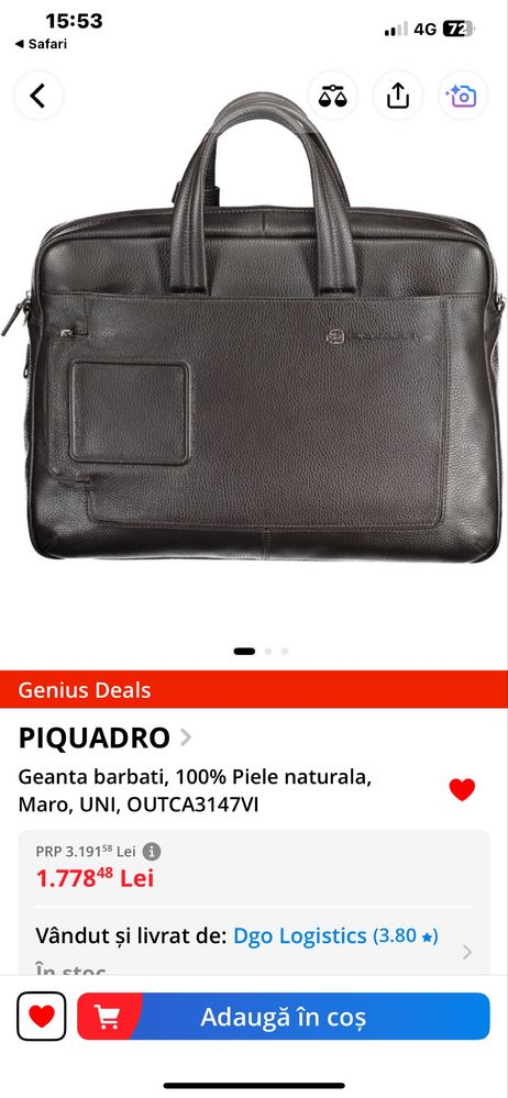 Geanta laptop PIQUADRO maro