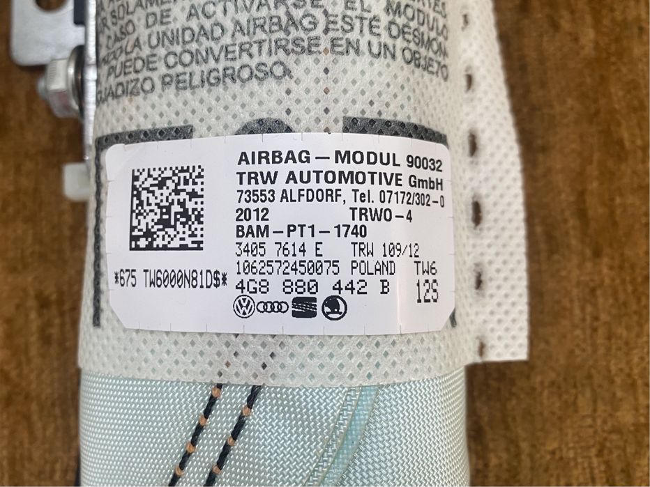Aibag bancheta / pasager Audi A6 A7 4G : 4G8880441B / 4G8880442B