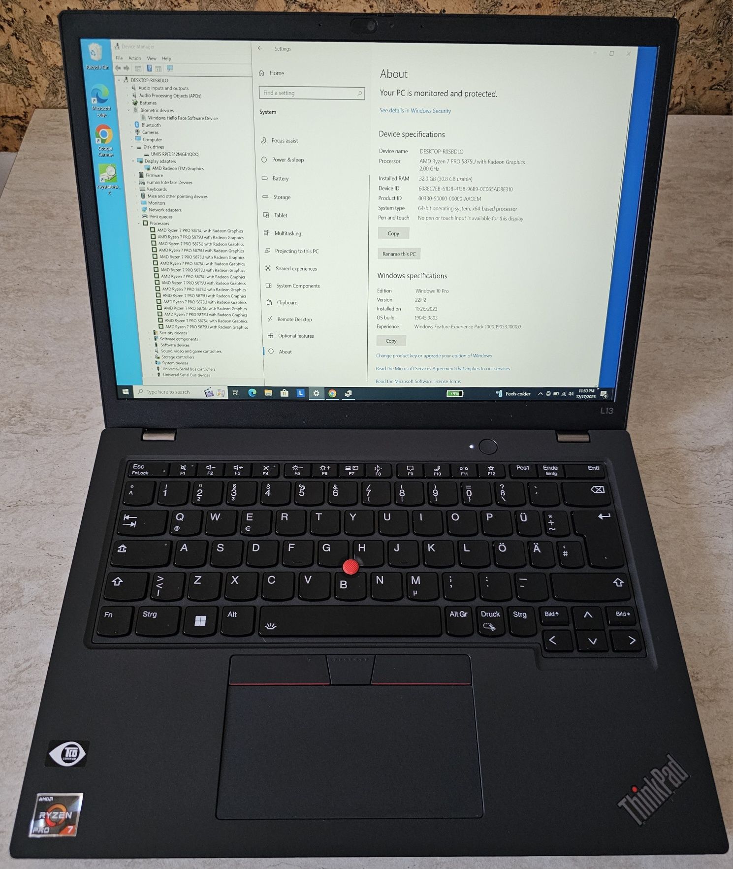 Lenovo Thinkpad L13 gen3 AMD Ryzen 7 Pro 5875U 32Gb 512Gb