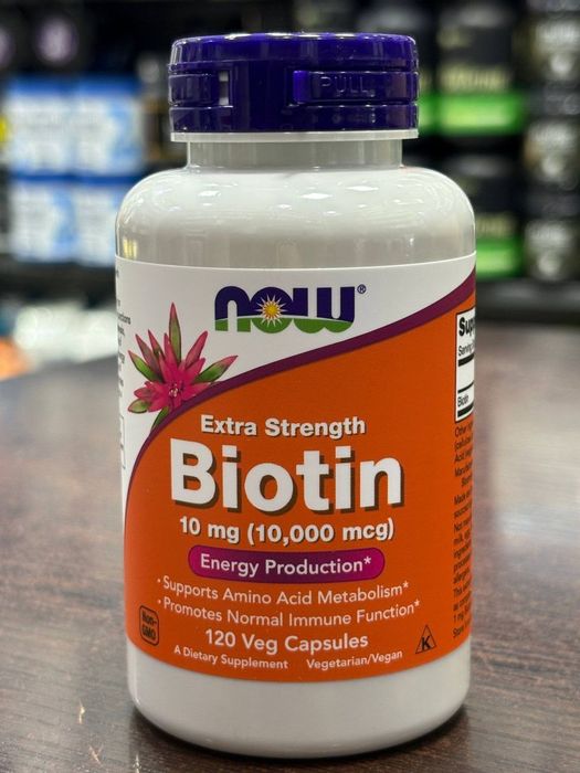 NOW Biotin 10mg 120 Capsules – Original, Yangi
