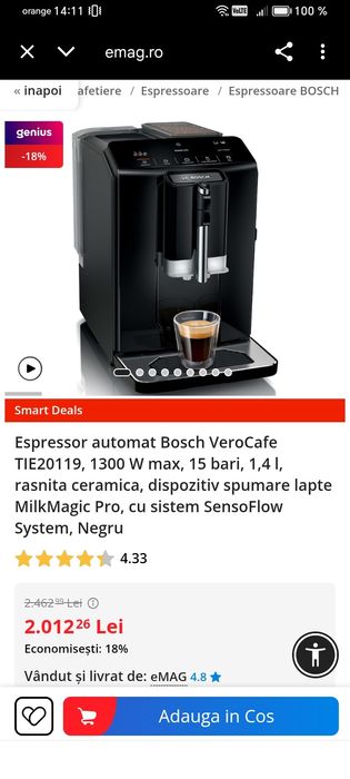 Espressor automat Bosch VeroCafe