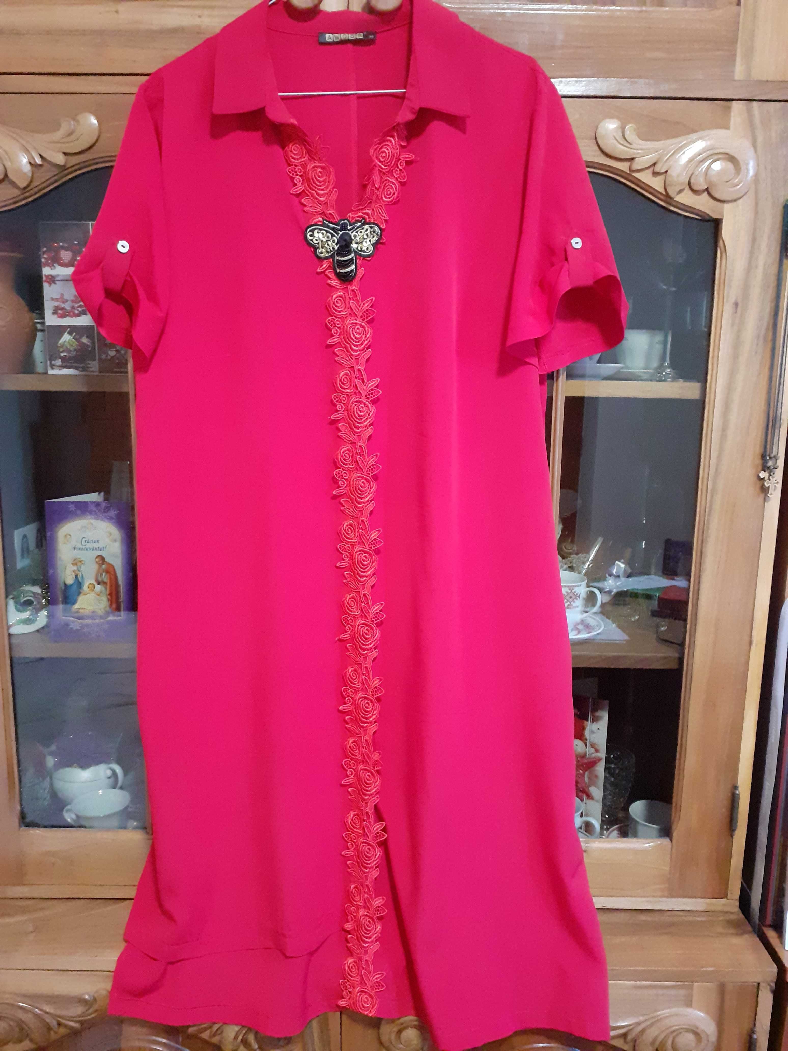 Rochie roșie lungă, nouă, AWOSS mărimea L, fabricată în Turcia