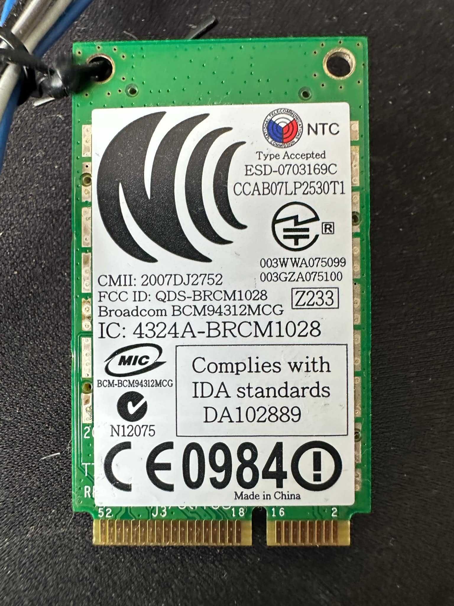 Placa retea wi fi dell BCM94312MCG CMII ID: 2007DJ2752 MII