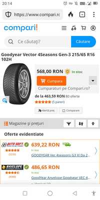 Vand 4 cauciucuri Good Year Vector 4seasons Gen 3 215/65 R16 102H