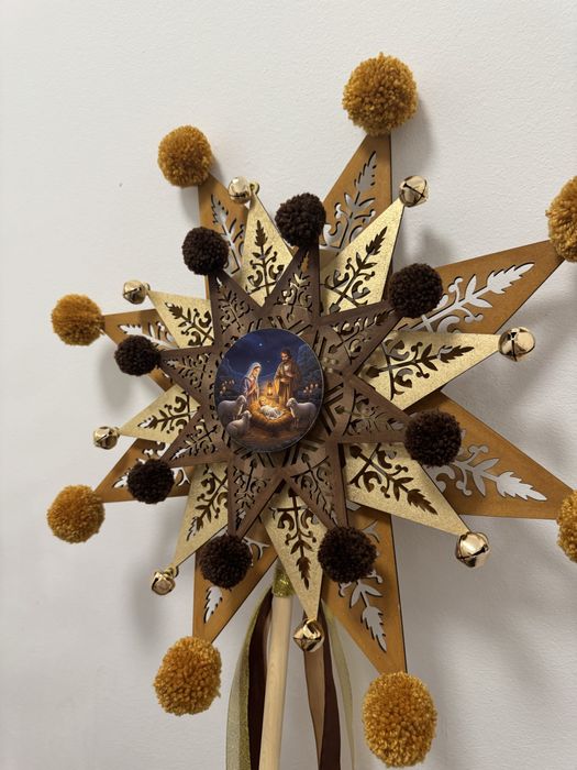 Stea sorcovă 3 stele rotative - 48 cm diametrul