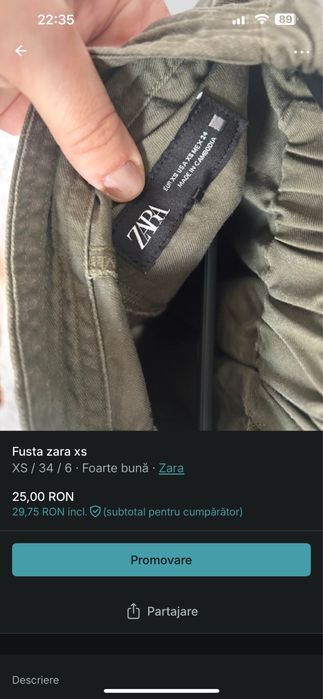 Fusta zara 34(xs)