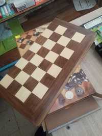 Шах и табла дърво интарзия, 35 см, Фигури 3.5 - 7 см