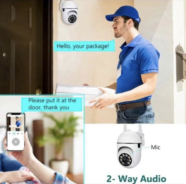 Wi-Fi Охранителна камера 1080P UHD за външна и вътрешна употреба