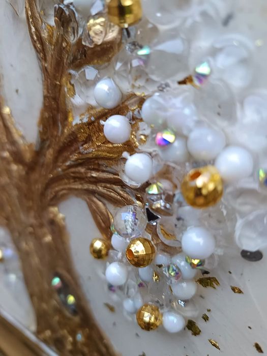 Tablou 3D, copac, foita de aur, rasina epoxidica