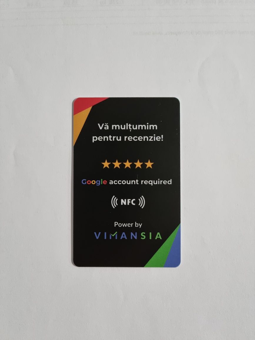 Card NFC pentru recenzii Google sau Tripadvisor, Instagram