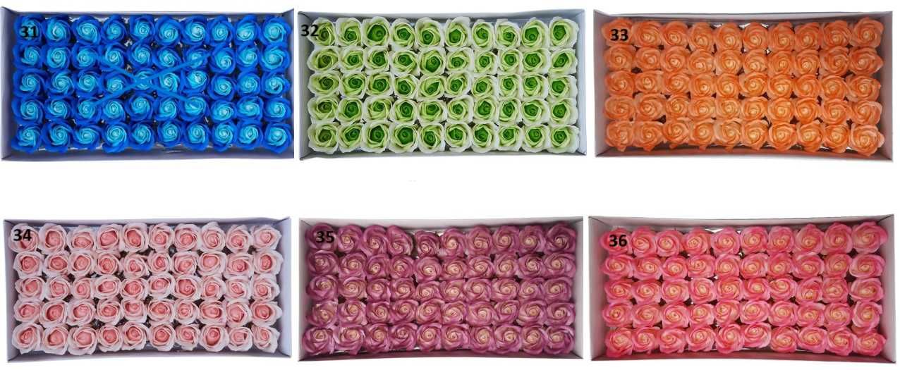 Сапунени рози с аромат в кутия 50 броя - едноцветни и двуцветни