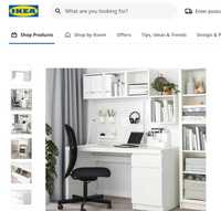 IKEA бюро бяло 140x65см с модул за съхранение